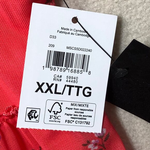 My Sisters Closet Dress Womens XXL Tiered Floral Spaghetti Strap Coral Summer - Picture 3 of 3